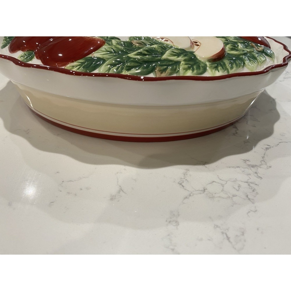 🍎 Vintage Apple Pie Keeper Plate 10" Ceramic Lid Cottagecore Grandmacore Decor - Picture 5 of 5